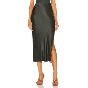 Enza Costa Satin Green Bias Cut Satin Skirt Size S